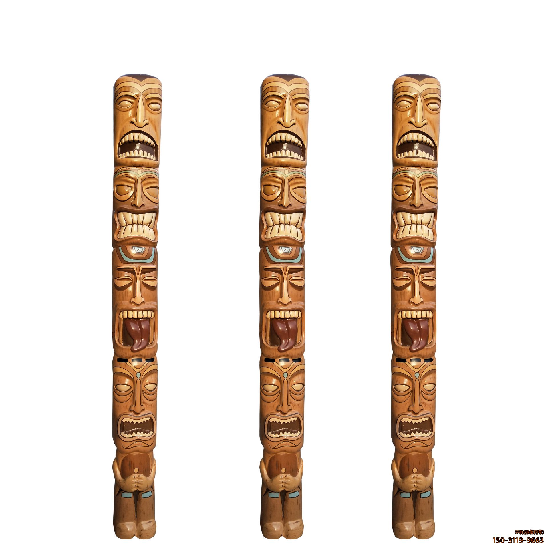 印地安風格人面圖騰柱雕塑