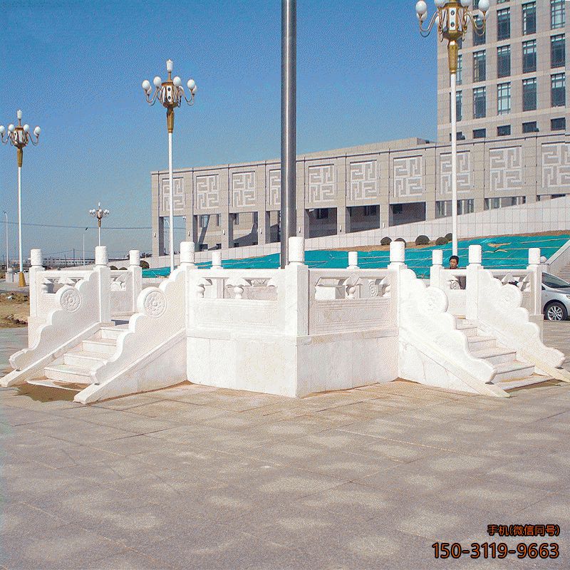 漢白玉石雕國旗臺_大理石學(xué)校戶外政府機(jī)關(guān)旗臺雕塑