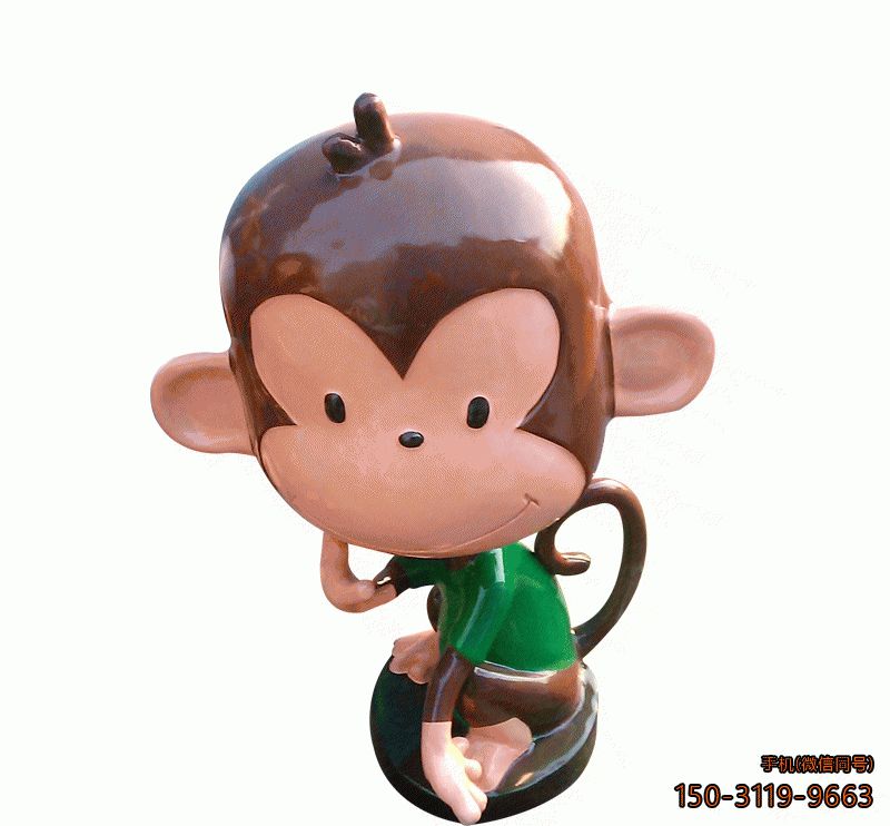 玻璃鋼小猴子_幼兒園游樂(lè)場(chǎng)卡通動(dòng)物雕塑