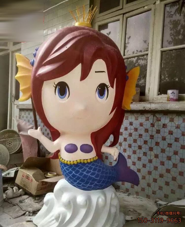 卡通美人魚(yú)玻璃鋼彩繪卡通雕塑
