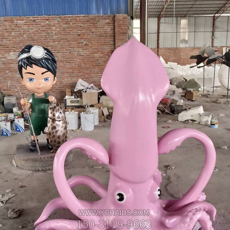 大型玻璃鋼仿真卡通章魚(yú)雕塑 戶外噴泉景觀雕塑