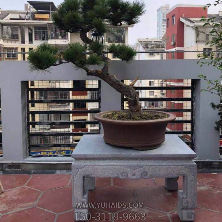 庭院陽臺(tái)擺放砂巖雕刻中式盆景花架雕塑