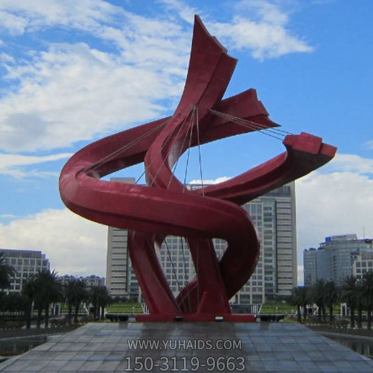 廣場不銹鋼噴漆大型旋轉(zhuǎn)藝術造型城市景觀雕塑