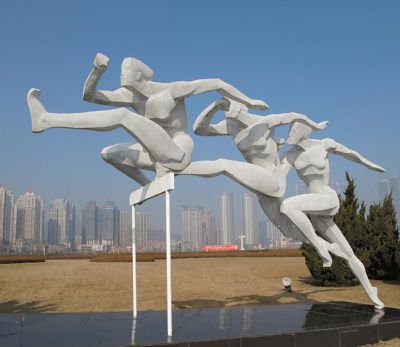 公園不銹鋼幾何跨欄運動系列雕塑