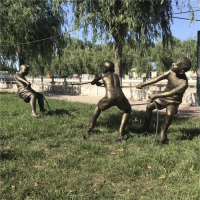 拔河，玻璃鋼民俗生活場(chǎng)景人物雕塑