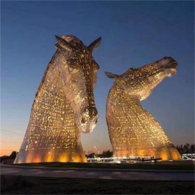 城市廣場擺放大型不銹鋼創(chuàng)意馬頭藝術(shù)造型雕塑