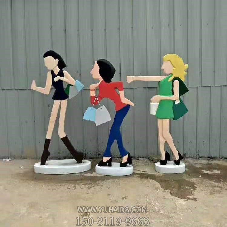 商場(chǎng)戶外擺放玻璃鋼彩繪購(gòu)物人雕像雕塑
