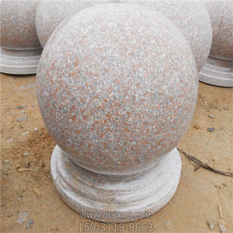 五蓮花大理石雕刻小區(qū)學校門口擺放擋車障礙圓石球雕塑
