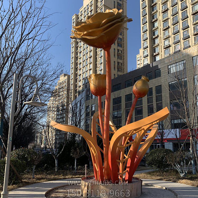 不銹鋼花朵，盛開的花兒景觀雕塑