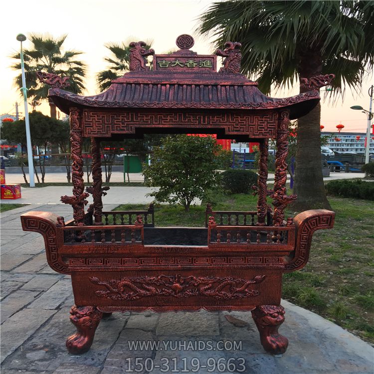 道觀(guān)祠堂擺放燒香鑄銅香爐雕塑