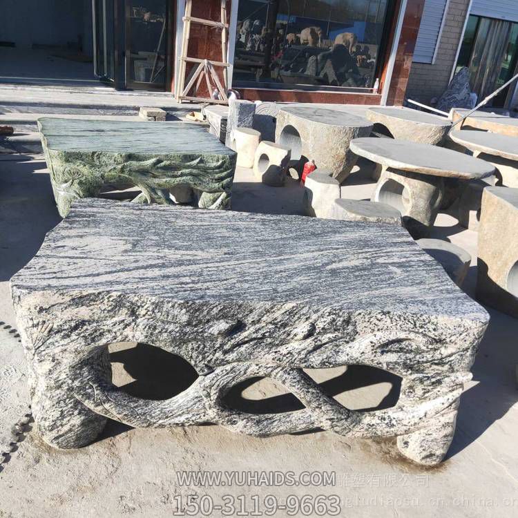 石雕大理石雕刻異形樹(shù)枝鏤空石桌公園戶外擺件雕塑