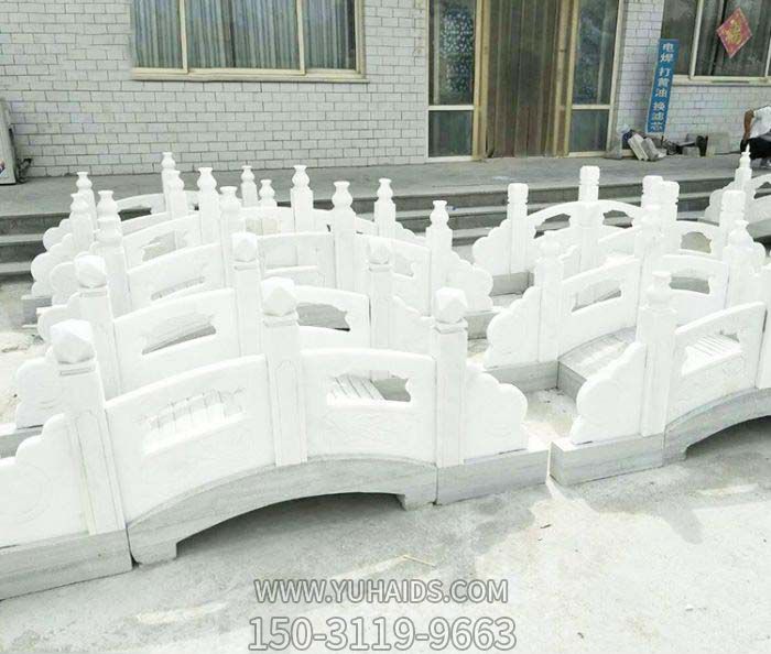 中式庭園景觀(guān)大理石拱橋雕塑