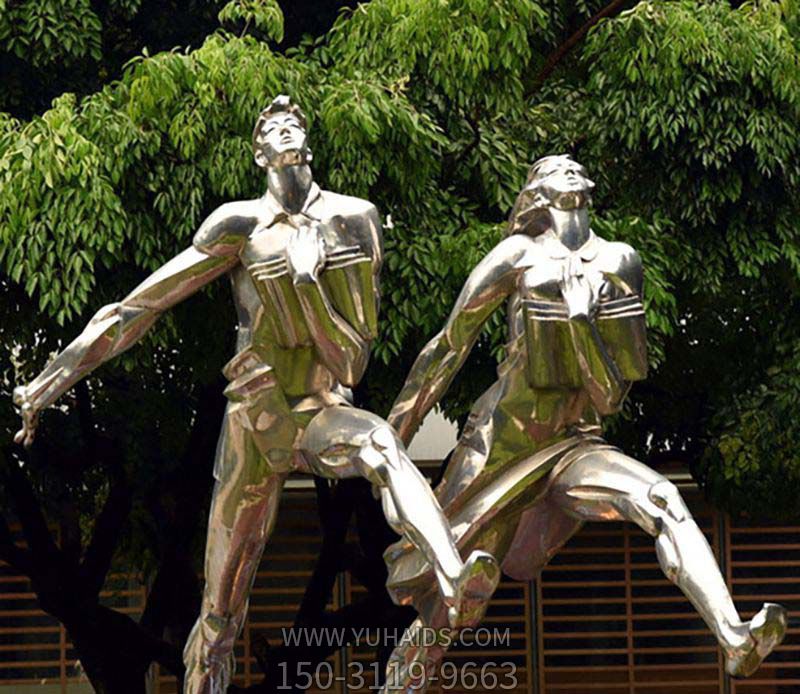 學生操場不銹鋼鏡面跑步雕塑 學生操場不銹鋼鏡面跑步雕塑