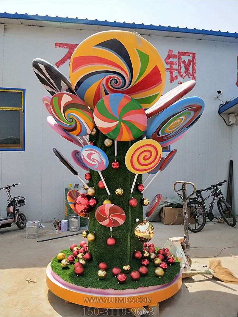 游樂場(chǎng)室內(nèi)卡通棒棒糖掛飾擺件玻璃鋼棒棒糖雕塑