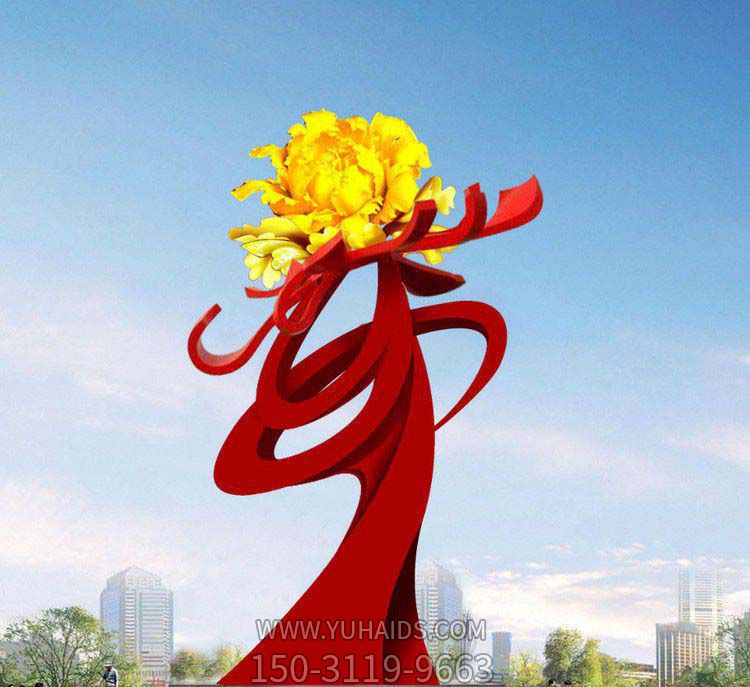 公園廣場(chǎng)不銹鋼牡丹花開花朵雕塑