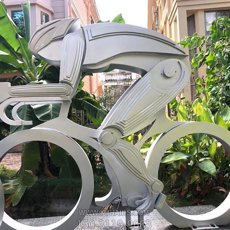 體育公園不銹鋼抽象創(chuàng)意運(yùn)動(dòng)騎自行車(chē)的雕塑