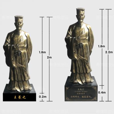 花園城市觀(guān)景區(qū)玻璃鋼仿銅漆金王羲之雕塑