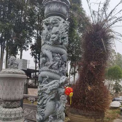 盤(pán)龍柱，青石石雕龍柱子