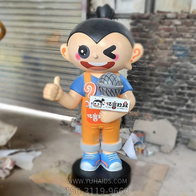 飯店奶茶店玻璃鋼創(chuàng)意卡通人物雕塑擺件