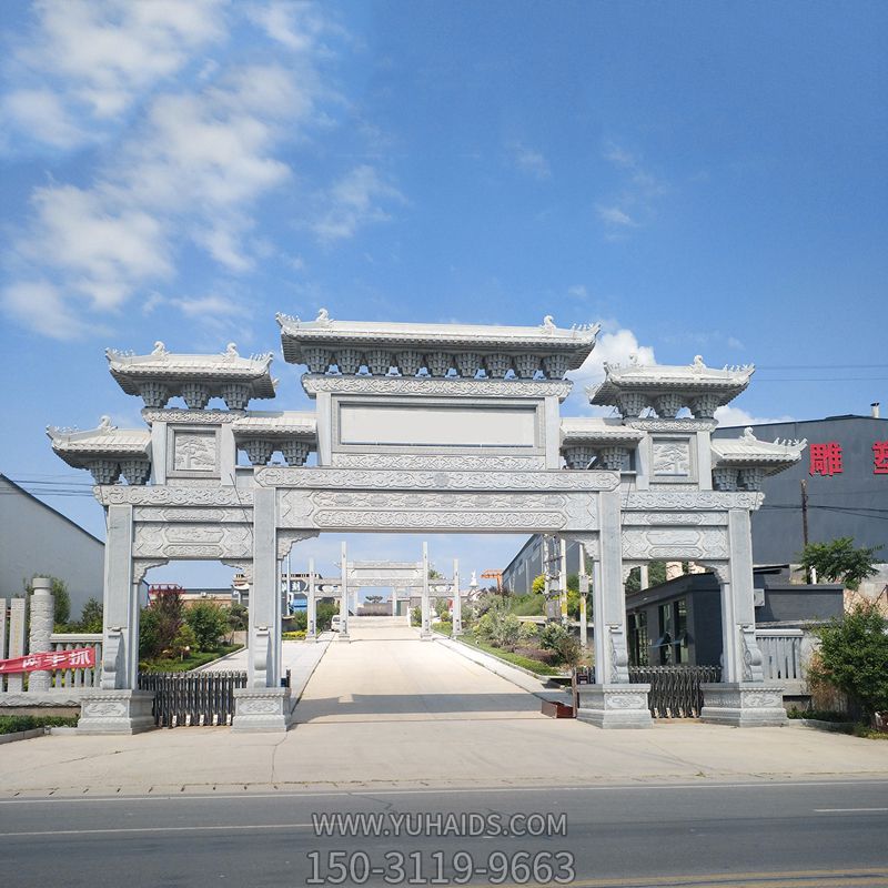 企業(yè)廠區(qū)門(mén)口景觀石雕牌坊裝飾擺件雕塑