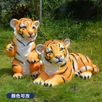 玻璃鋼仿真可愛(ài)老虎，彩繪老虎雕塑