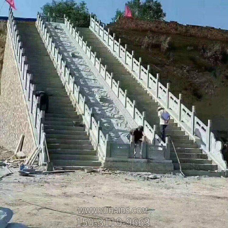 景區(qū)樓梯石欄桿，漢白玉石刻浮雕雕塑