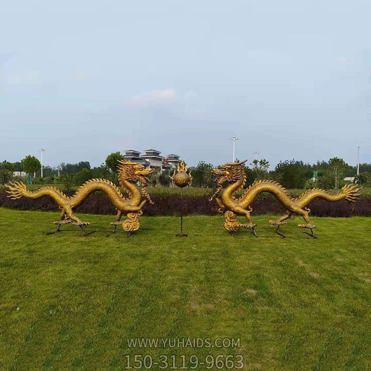 玻璃鋼仿銅浮雕雙龍戲珠旅游景點(diǎn)裝飾雕塑