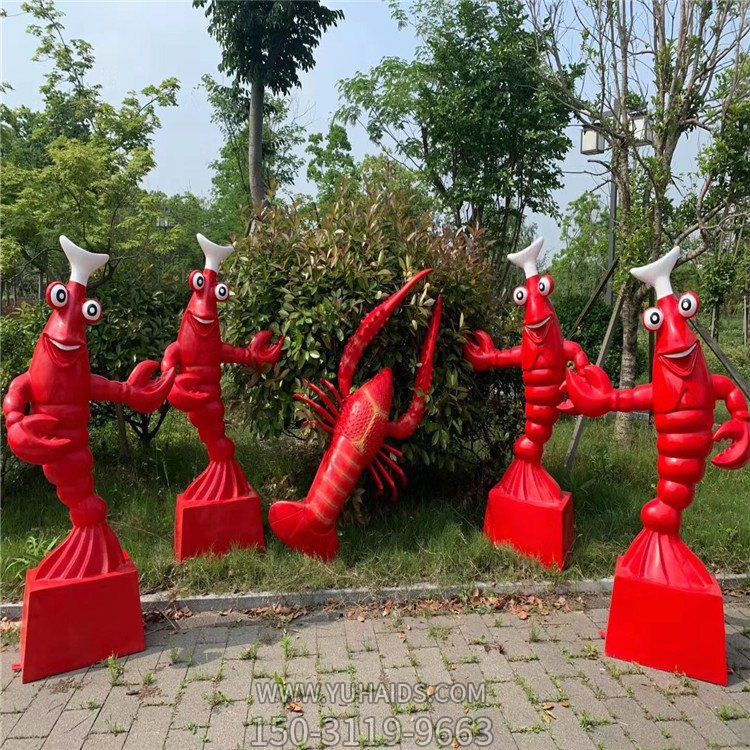玻璃鋼龍蝦雕塑，海鮮館迎賓龍蝦廚子