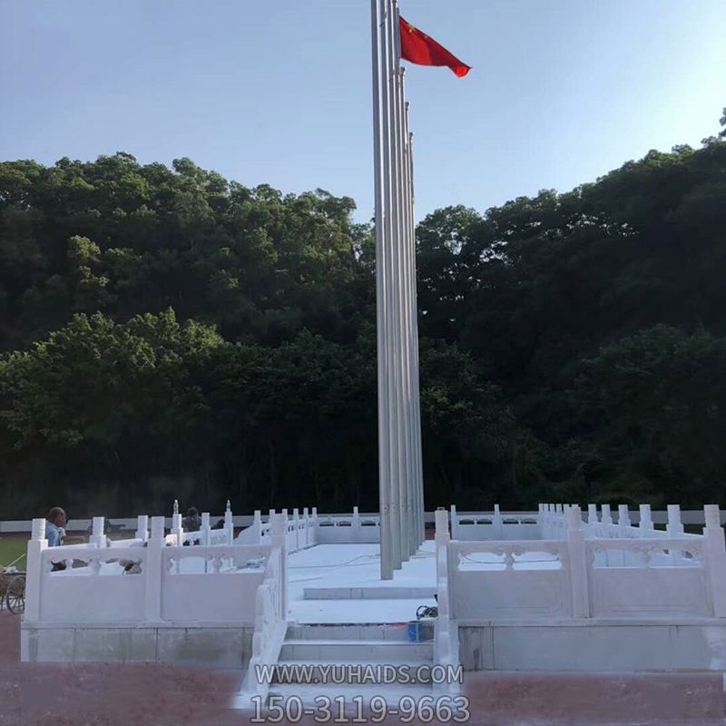 城市廣場(chǎng)漢白玉石雕國旗臺(tái)雕塑
