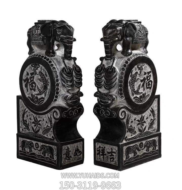 石雕門(mén)墩抱鼓石一對(duì)仿古青石石鼓門(mén)鼓家用門(mén)口石墩象酒店擺件雕塑