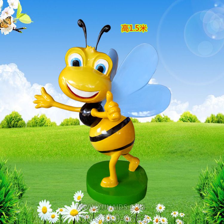商場(chǎng)學(xué)校廣場(chǎng)彩繪比棒玻璃鋼蜜蜂雕塑