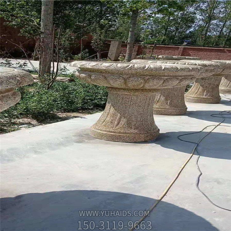 花崗巖石材花盆，園林大花壇花缽雕塑