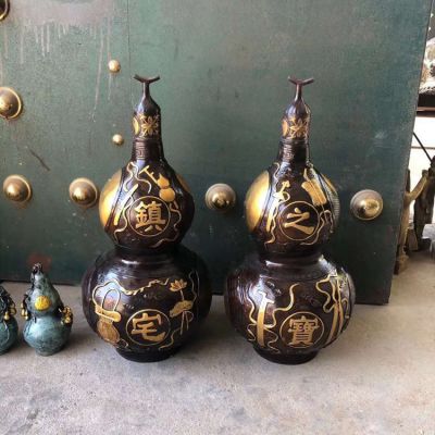 銅雕戶(hù)外景觀(guān) 鎮(zhèn)宅招財(cái)葫蘆景觀(guān)