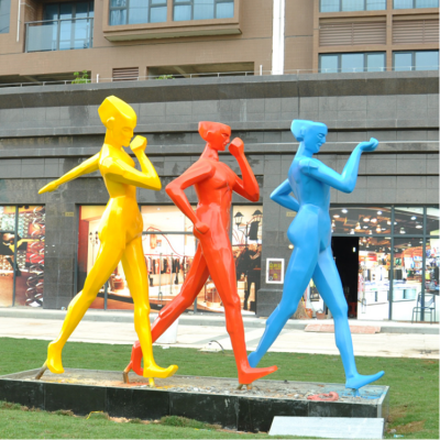玻璃鋼抽象運動人物，競走運動人物擺件