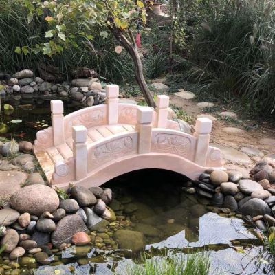 庭院造景流水擺放天然晚霞紅小石拱橋