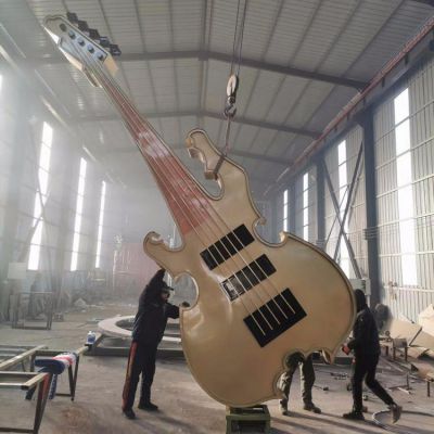 廣場(chǎng)景觀(guān)抽象吉他樂(lè)器造型不銹鋼雕塑擺件