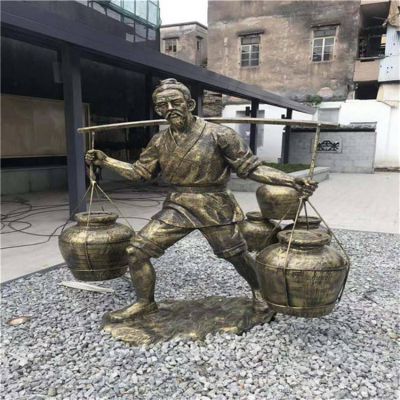 步行街商業(yè)街銅雕挑擔子的人物景觀