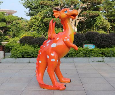 玻璃鋼卡通恐龍，兩腳直立的恐龍雕塑擺件