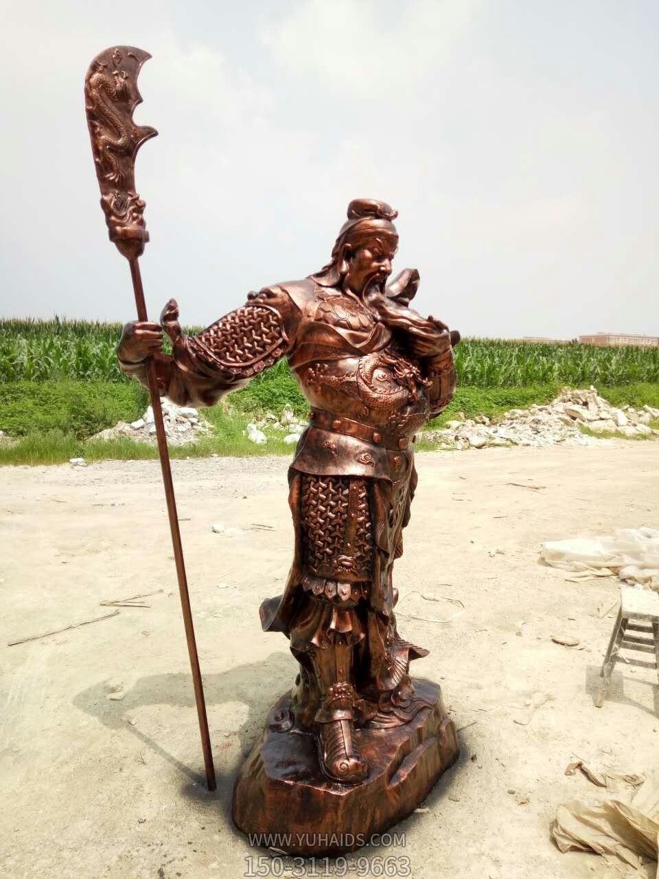 玻璃鋼仿銅戶(hù)外大型景觀關(guān)公雕塑