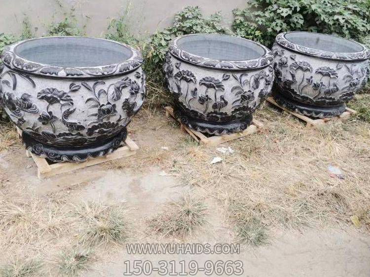 浮雕大型園林庭院景觀魚(yú)缸雕塑