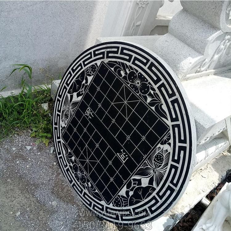 青石石桌，帶象棋棋盤傳統(tǒng)圖案石桌子雕塑