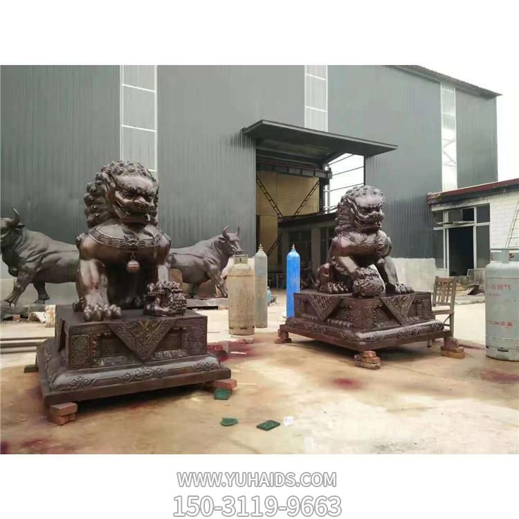 工廠企業(yè)銅雕門口一對鎮(zhèn)宅招財(cái)獅子雕塑