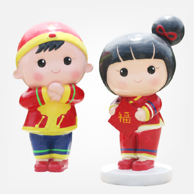 拜年小公仔，玻璃鋼商場(chǎng)春節(jié)美陳卡通人偶