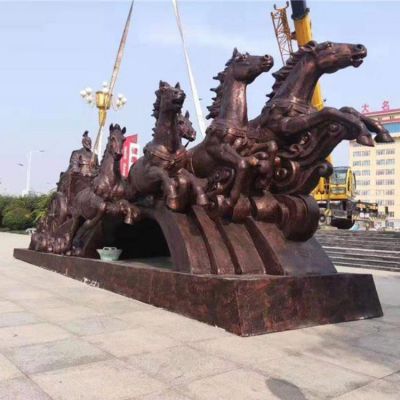 大型馬車雕塑，廣場馬拉車景觀雕塑