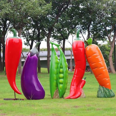 玻璃鋼仿真蔬菜，辣椒、茄子、豌豆和胡蘿卜