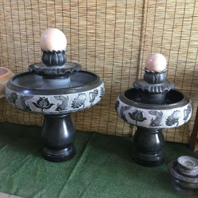 小型室內(nèi)黑色大理石風(fēng)水球水缽，辦公家用招財(cái)風(fēng)水?dāng)[件