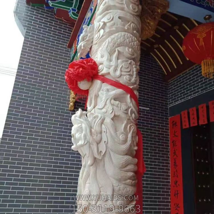 景區(qū)大型盤龍柱 氣勢雄厚奪目大型擺件園林景觀石雕龍柱雕塑