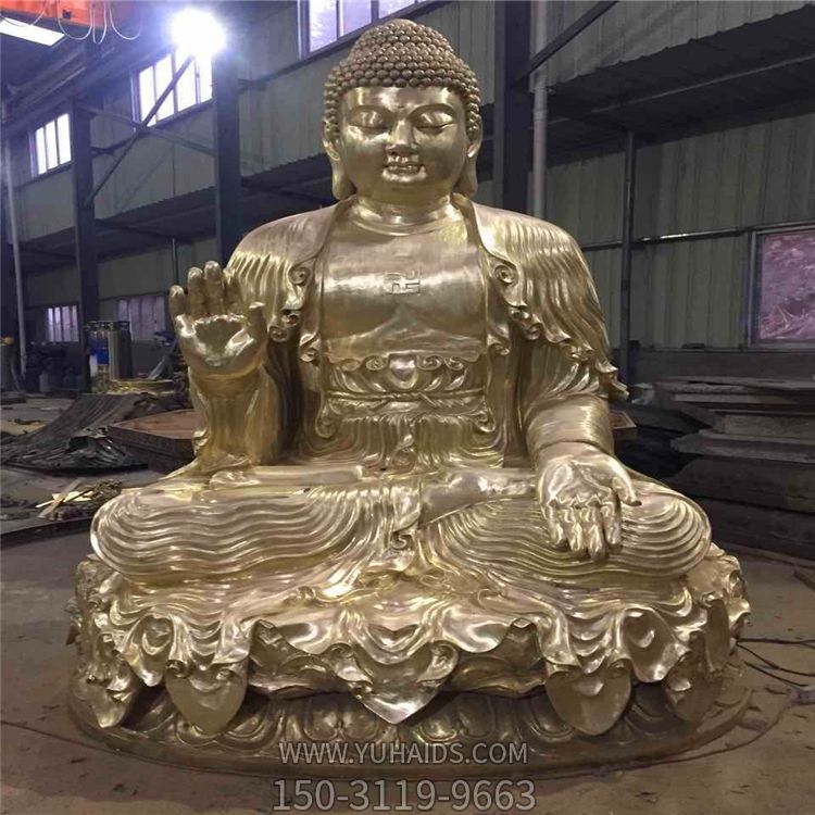 不銹鋼噴漆大型戶外景觀三寶佛雕塑