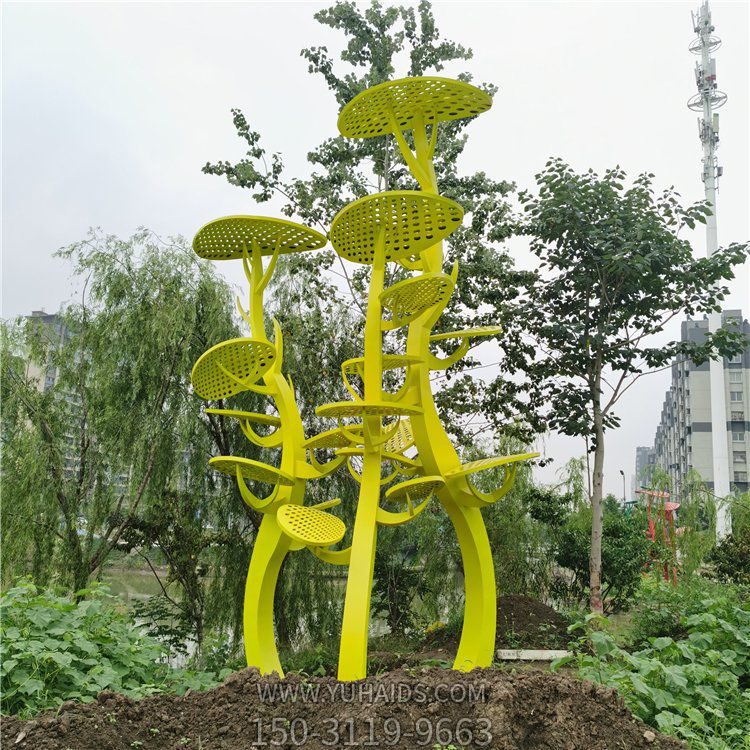 不銹鋼抽象樹(shù)，網(wǎng)狀樹(shù)葉樹(shù)冠雕塑