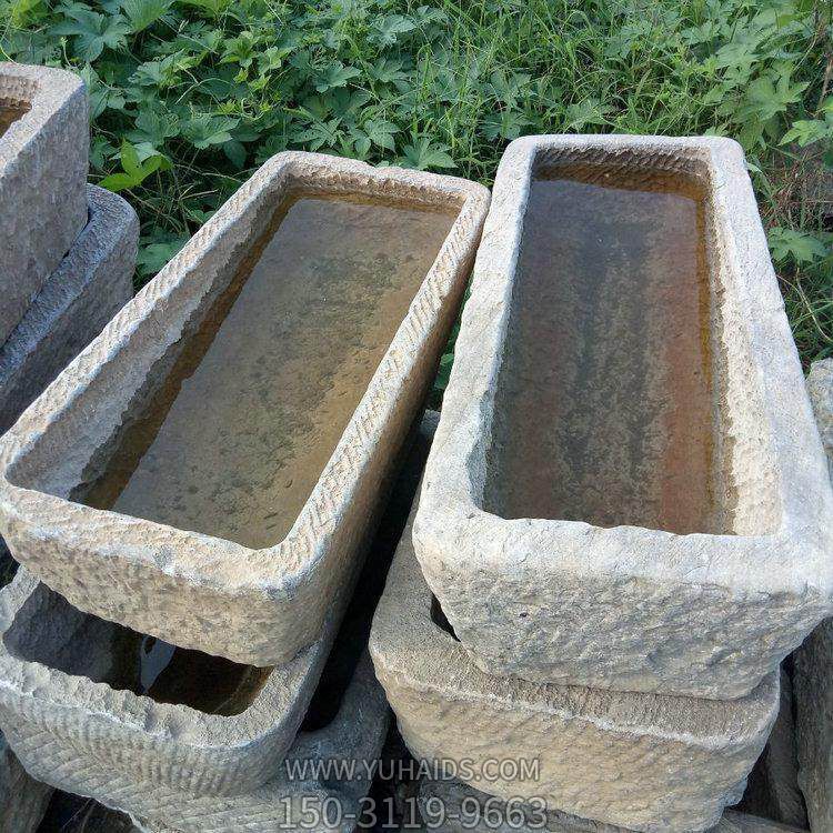 別墅花園景觀裝飾品 中式老石槽魚(yú)缸雕塑